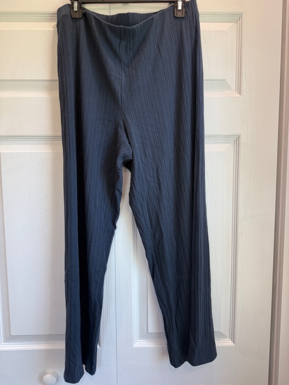 Eileen Fisher Navy Ribbed Stretch Pants Size Medium Tencel/Elastane